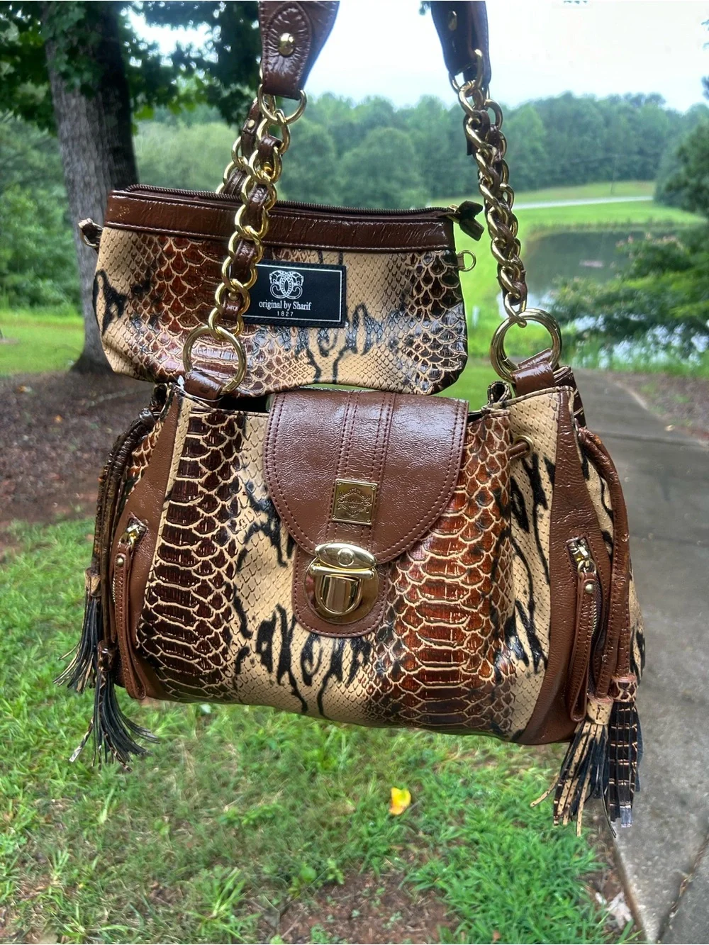 Original by Sharif 1827 NWT Snake Print Shoulder Bag w/ Pouch - Read Description